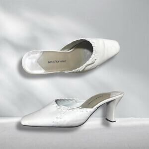 Y2k white leather square toe